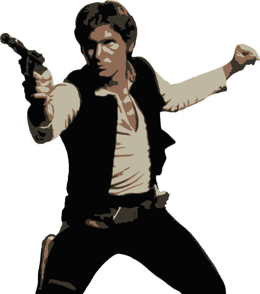Han Solo stencil, painted in 4 colors