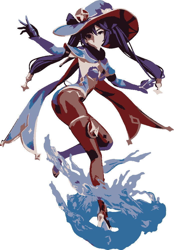 Mona (Genshin Impact) stencil, painted in 7 colors