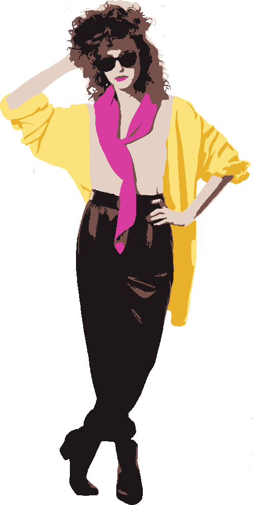 80s Fashion stencil, painted in 6 colors