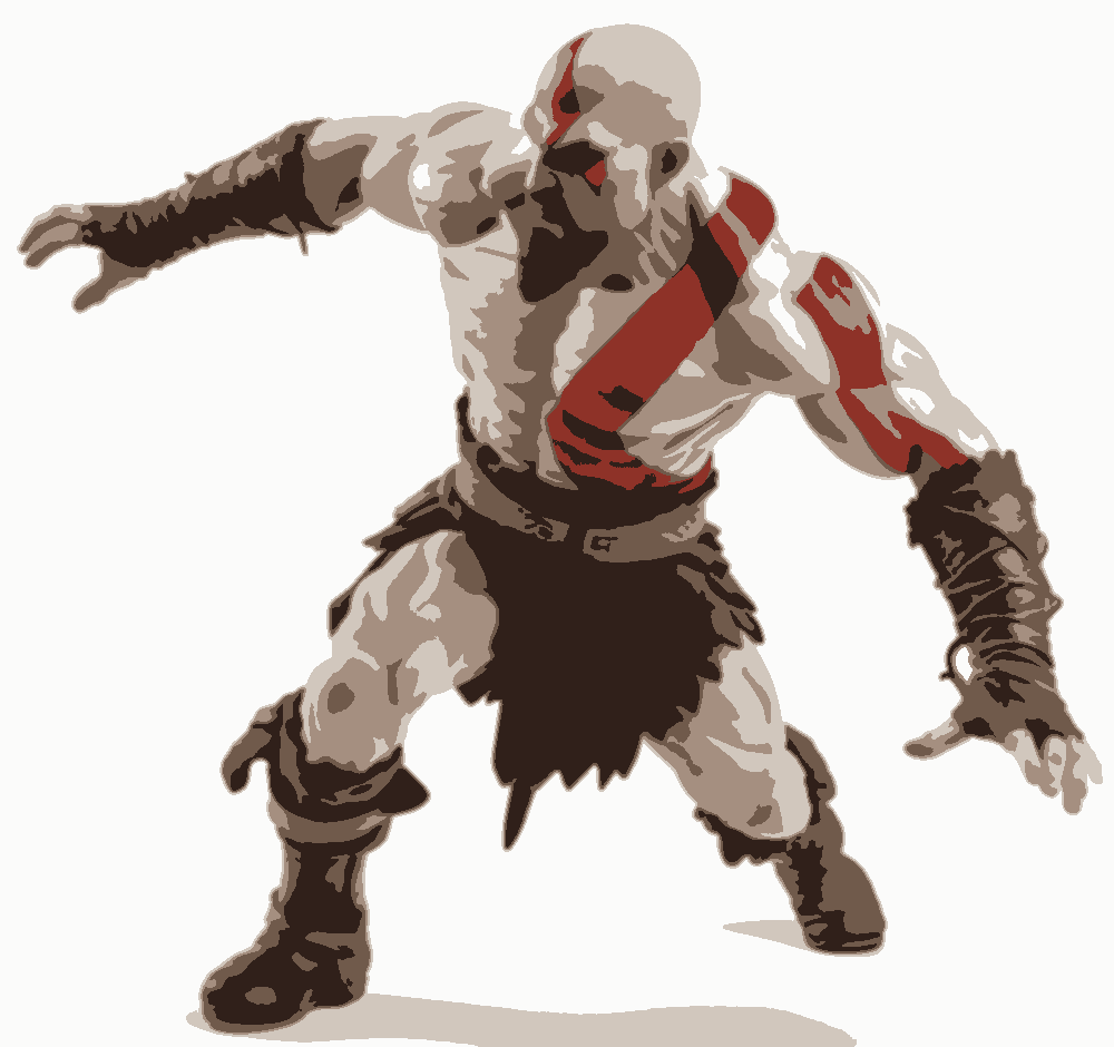 Kratos stencil, painted in 6 colors