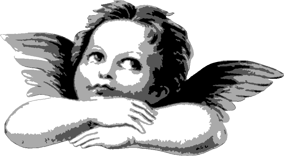 Cherub stencil, painted in 4 grays