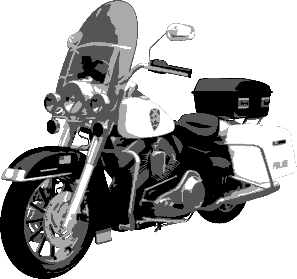 Police Motorcycle stencil, painted in 4 grays