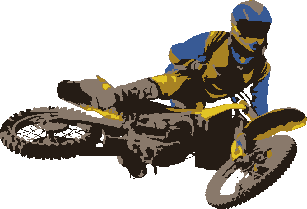 Motocross Rider stencil, painted in 5 colors