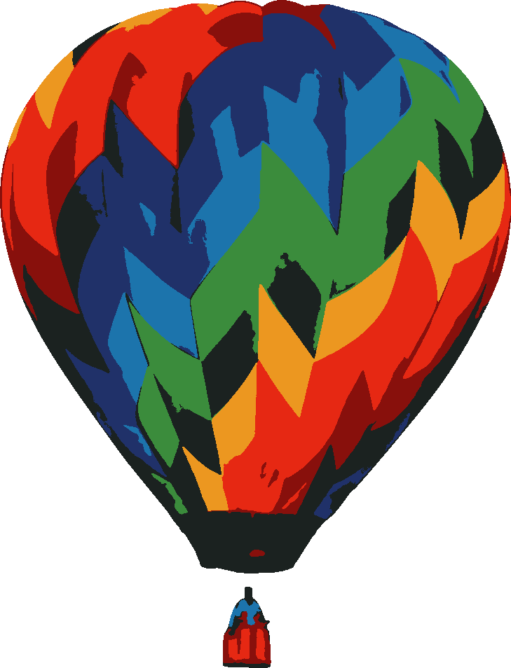 Hot Air Balloon stencil, painted in 7 colors