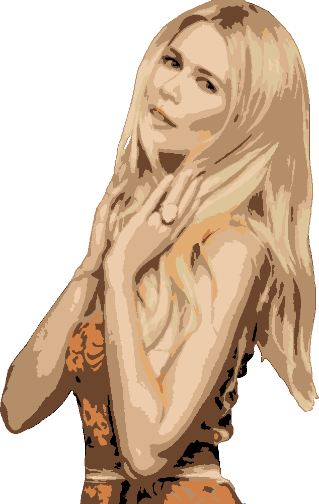 Claudia Schiffer stencil, painted in 8 colors