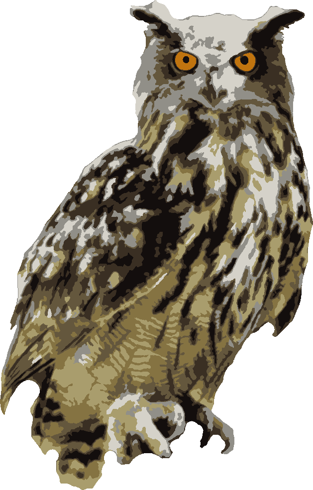 Horned Owl stencil, painted in 8 colors