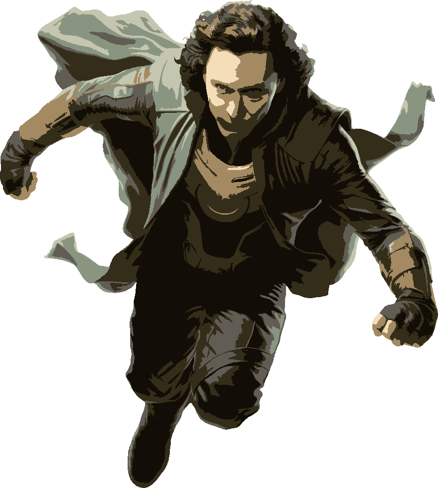 Loki stencil, painted in 7 colors