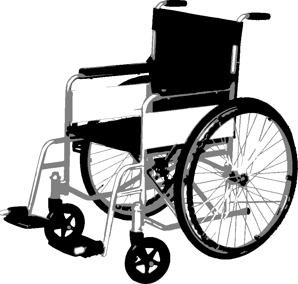 Wheelchair stencil, painted in 3 grays