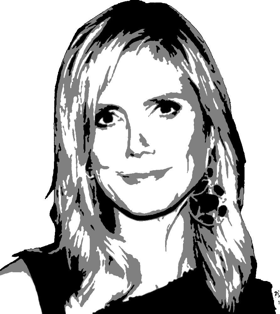 Heidi Klum stencil, painted in 3 grays