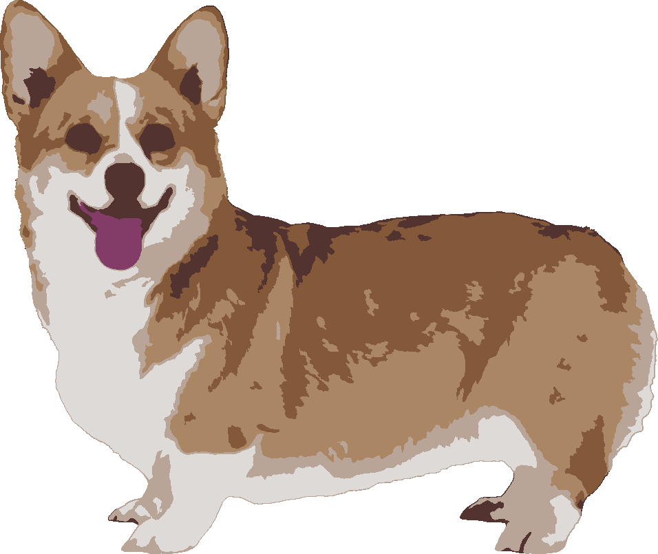 Corgi stencil, painted in 6 colors