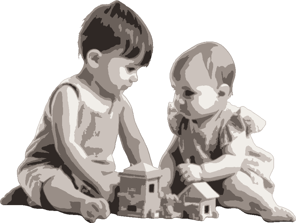 Siblings stencil, painted in 5 colors