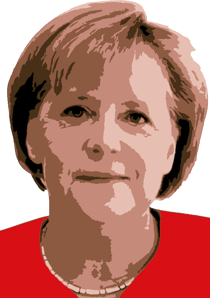 Angela Merkel stencil, painted in 6 colors