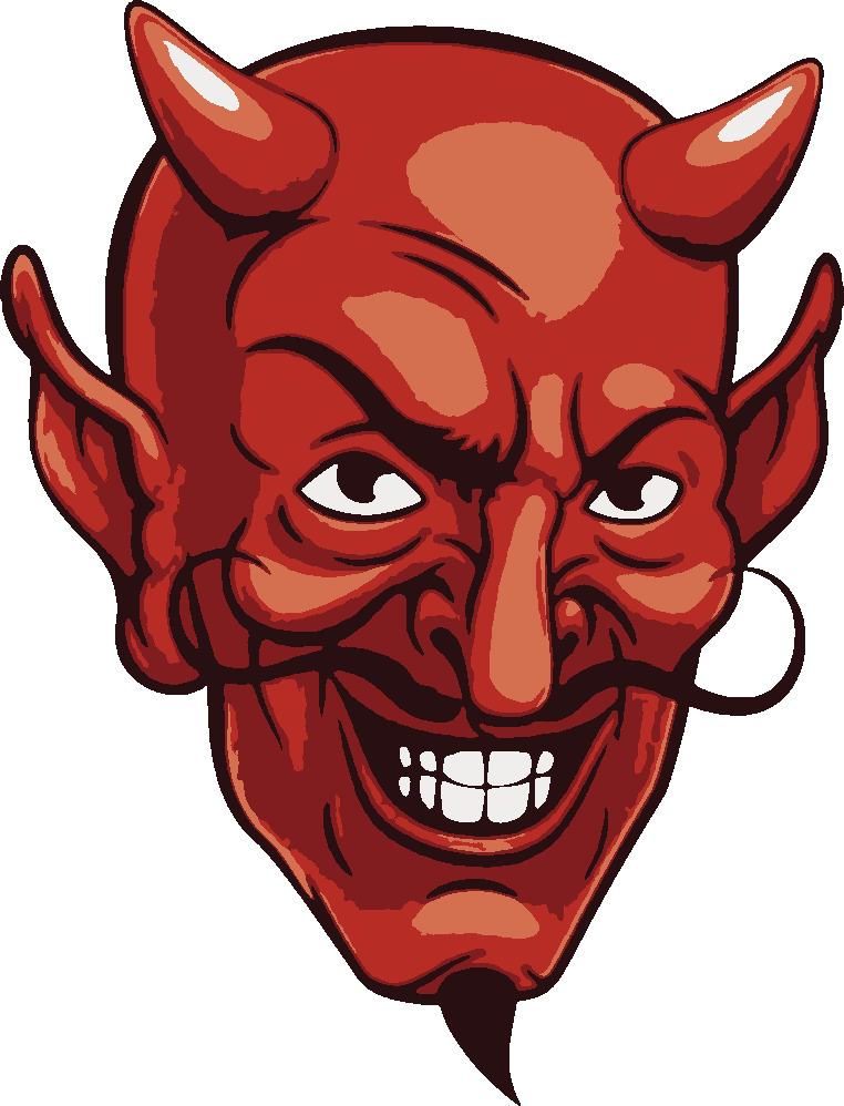 Devil stencil, painted in 5 colors