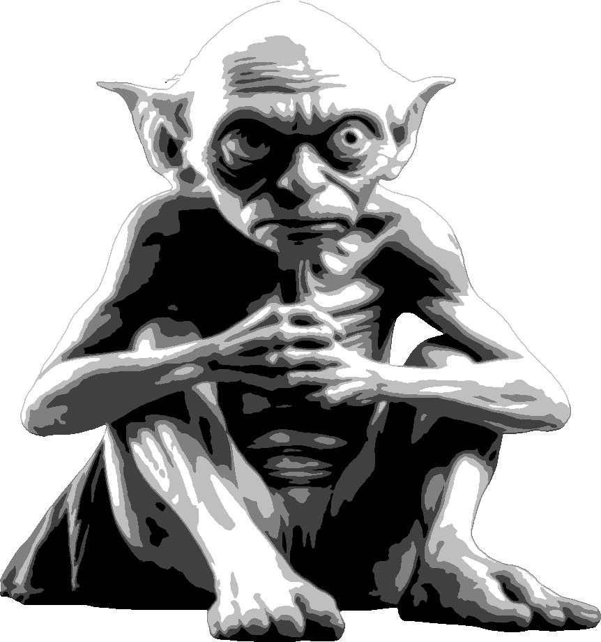 Gollum stencil, painted in 5 grays