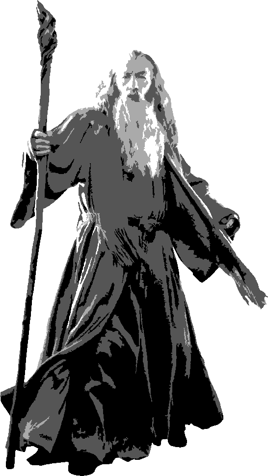 Wizard stencil, painted in 4 grays
