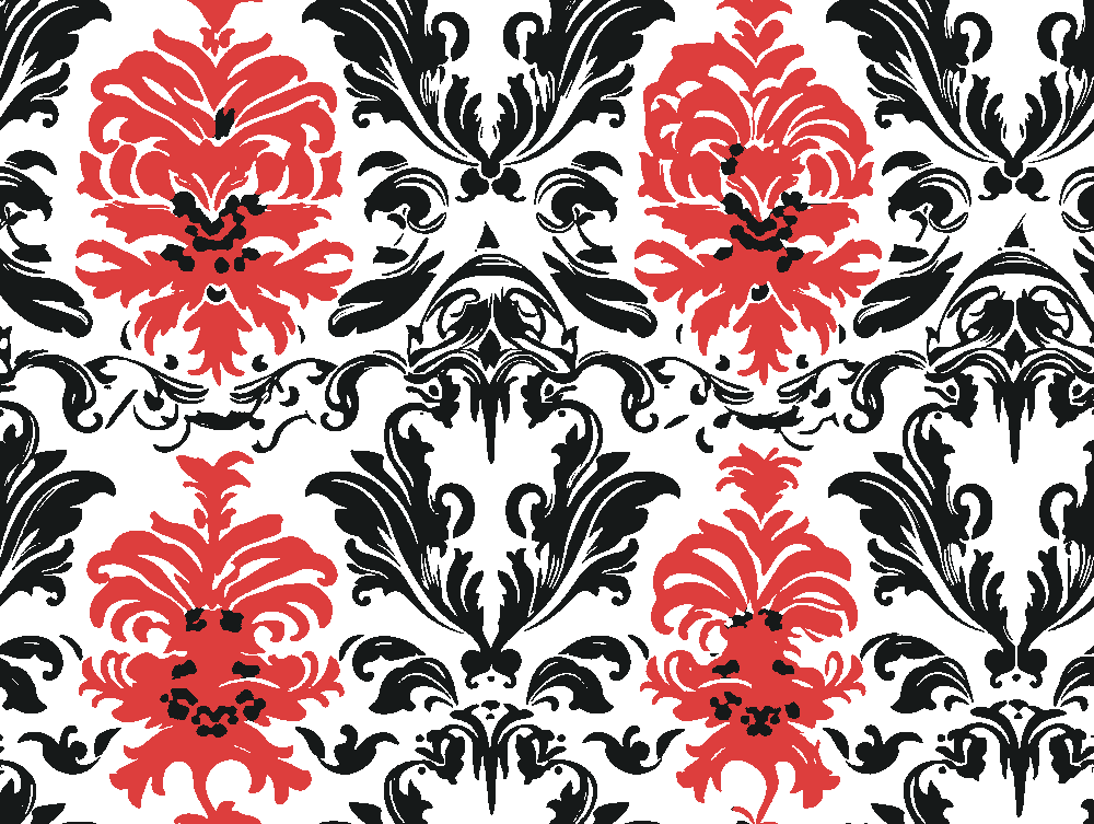 Victorian Wallpaper in Red and Black stencil, painted in 2 colors