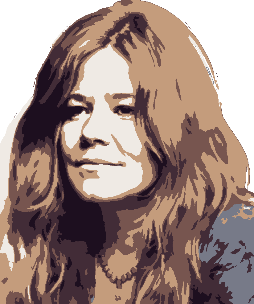 Janis Joplin stencil, painted in 6 colors