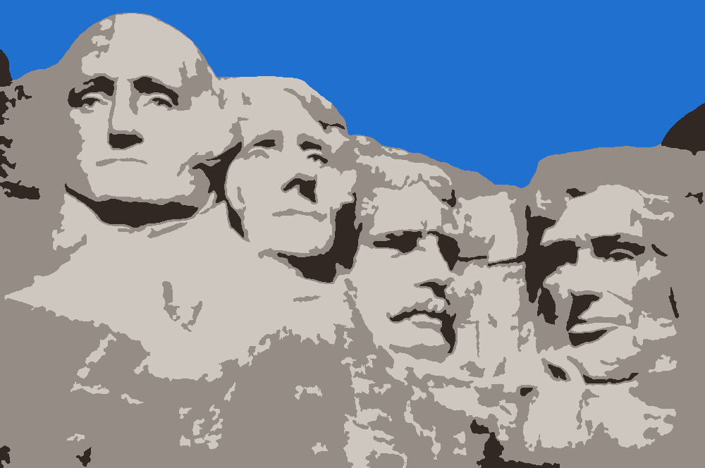 Mount Rushmore stencil, painted in 4 colors