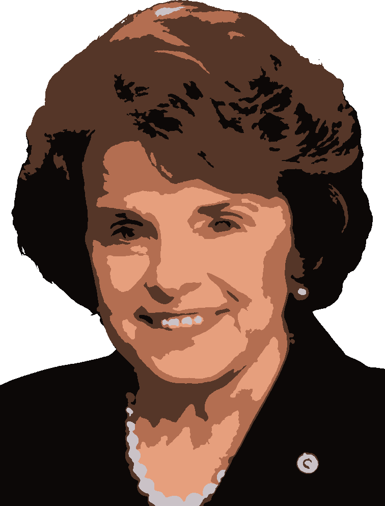 Dianne Feinstein stencil, painted in 5 colors