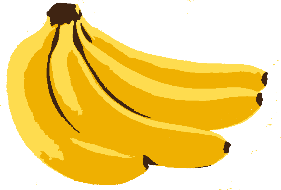 Bananas stencil, painted in 3 colors