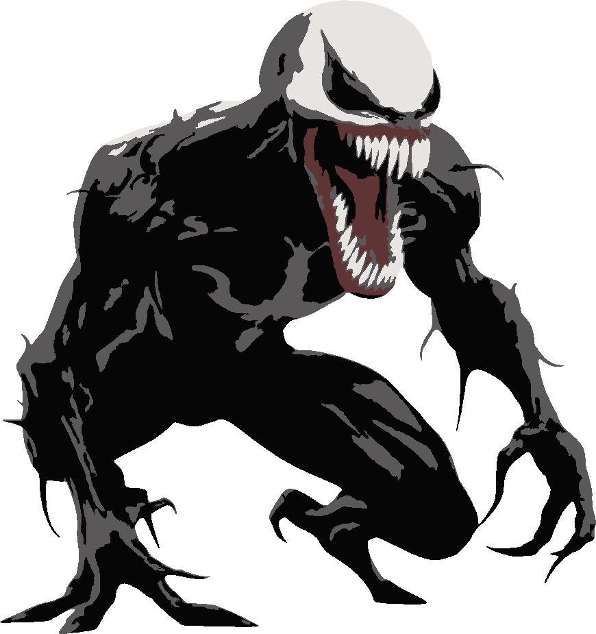 Venom (Spider-man) stencil, painted in 4 colors