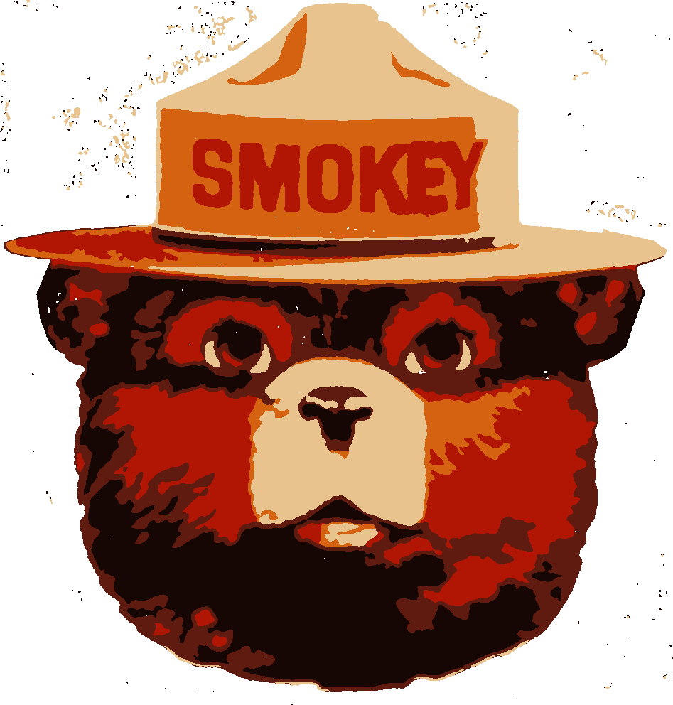 Smokey the Bear stencil, painted in 5 colors