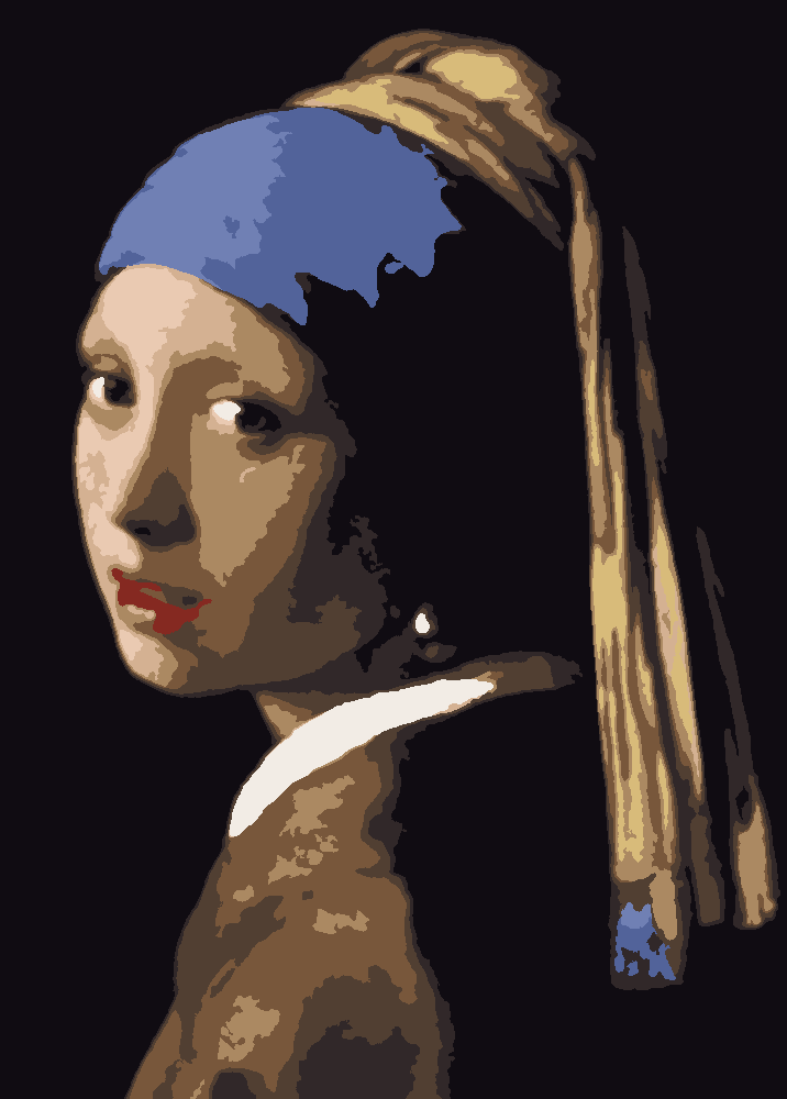 Girl with the Pearl Earring stencil, painted in 12 colors