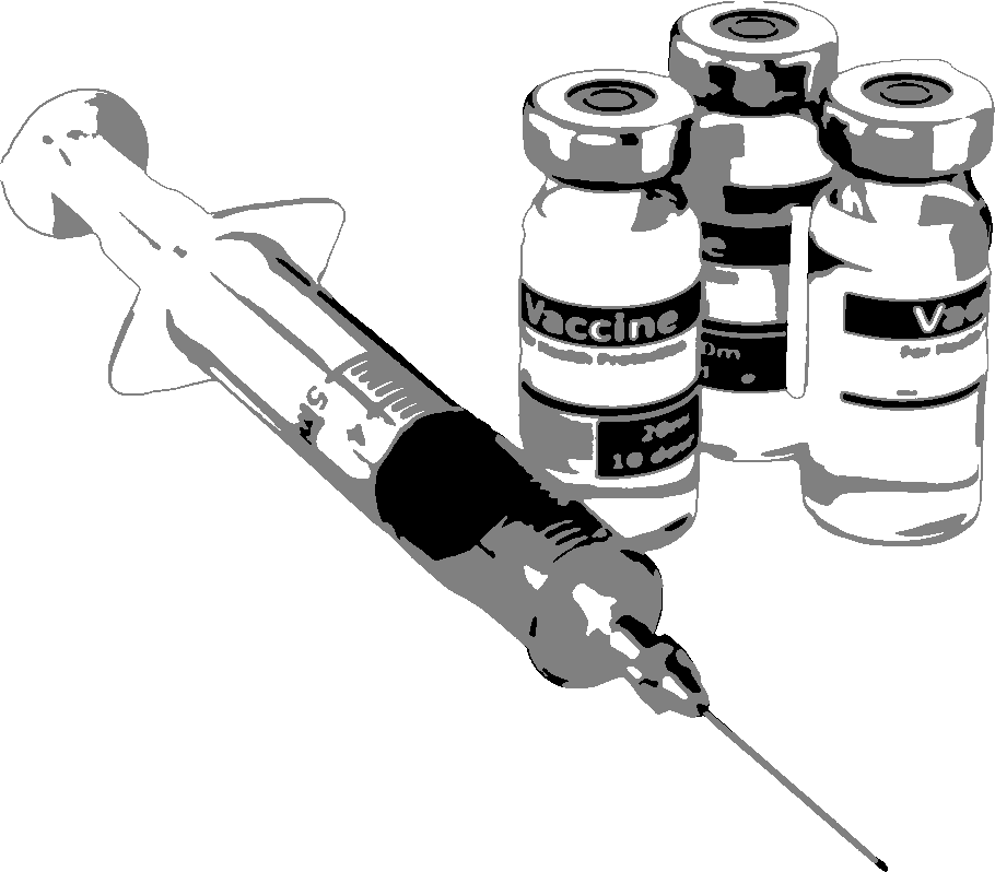 Vaccine stencil, painted in 3 grays