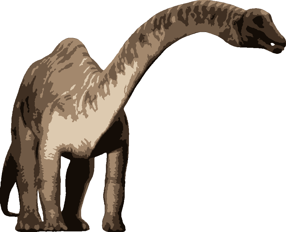 Diplodocus stencil, painted in 5 colors