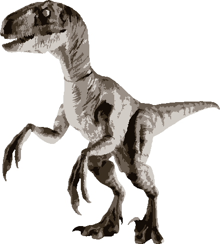 Velociraptor stencil, painted in 5 colors