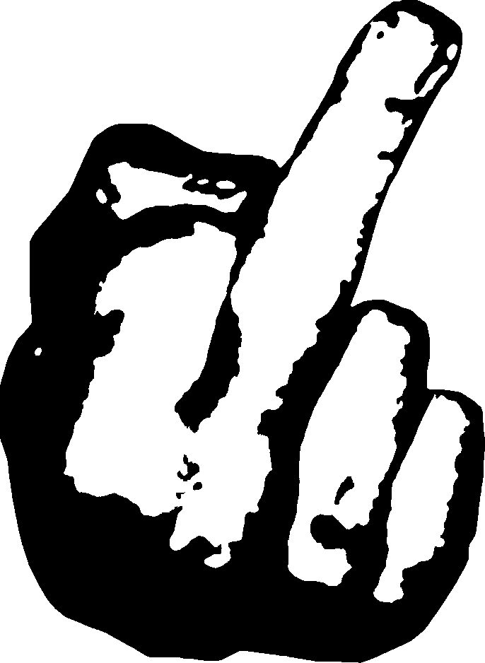 Middle Finger stencil, painted in 2 grays