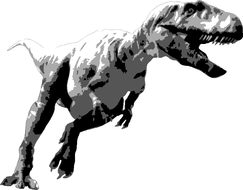 T-Rex stencil, painted in 4 grays