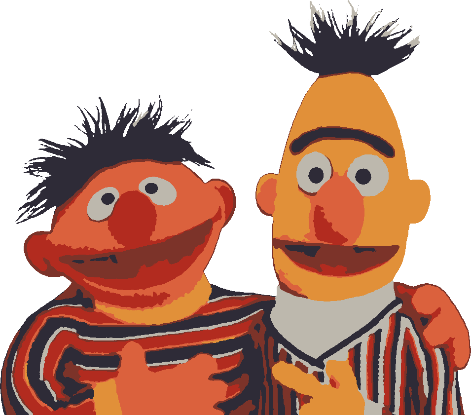 Ernie and Bert stencil, painted in 6 colors