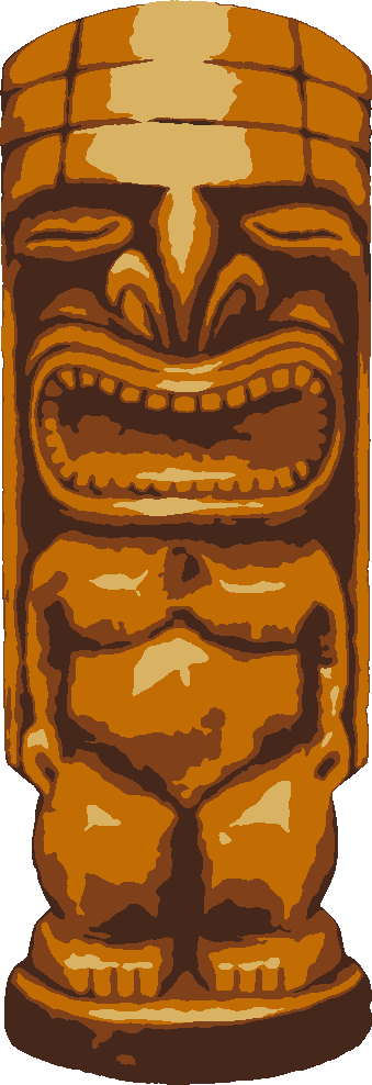 Tiki Mask – Totem Figure stencil, painted in 4 colors