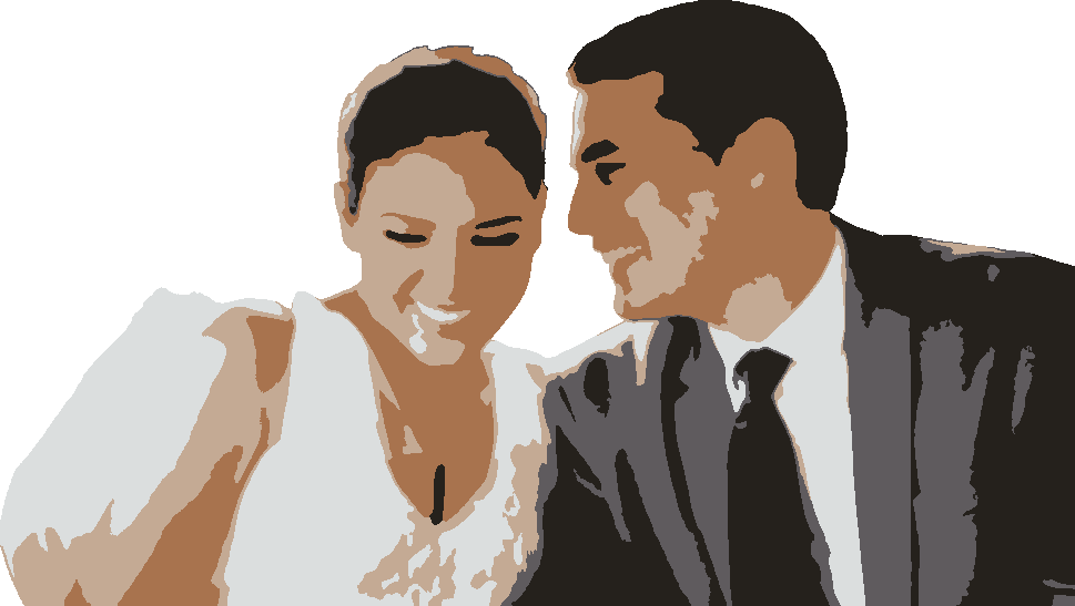 Just Married stencil, painted in 5 colors