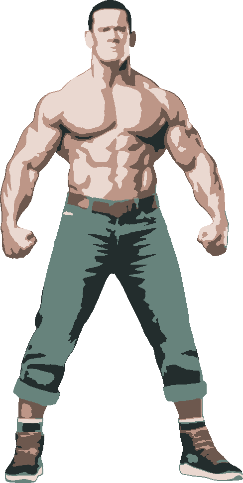 John Cena stencil, painted in 5 colors