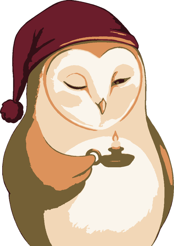 Owl in a Nightcap stencil, painted in 6 colors