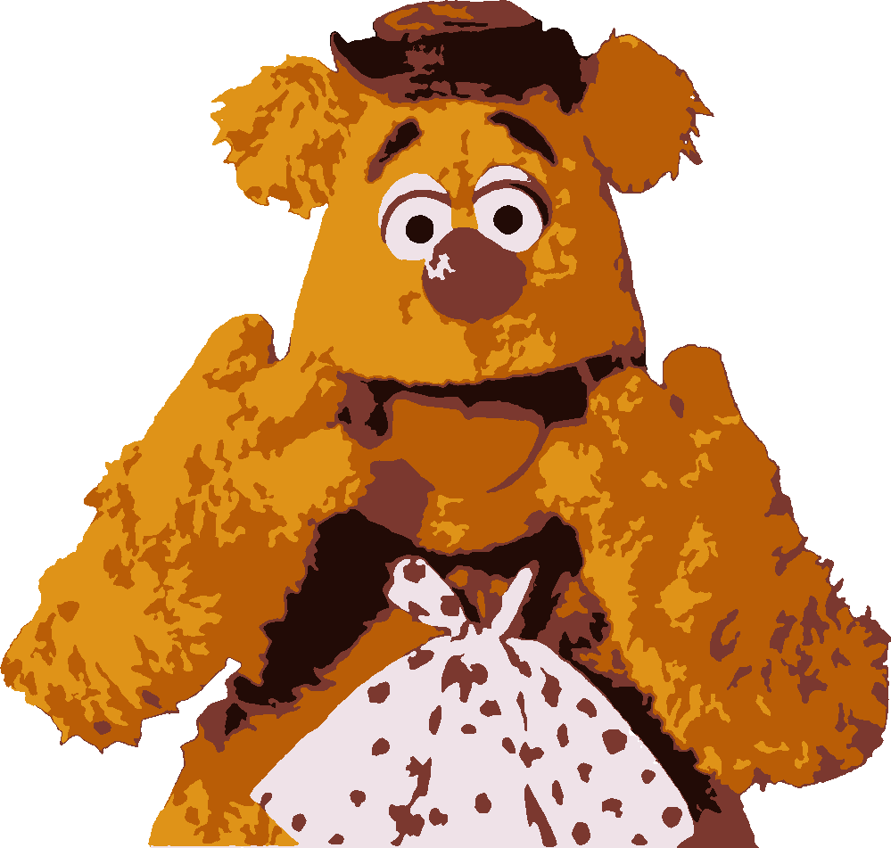 Fozzie Bear stencil, painted in 5 colors