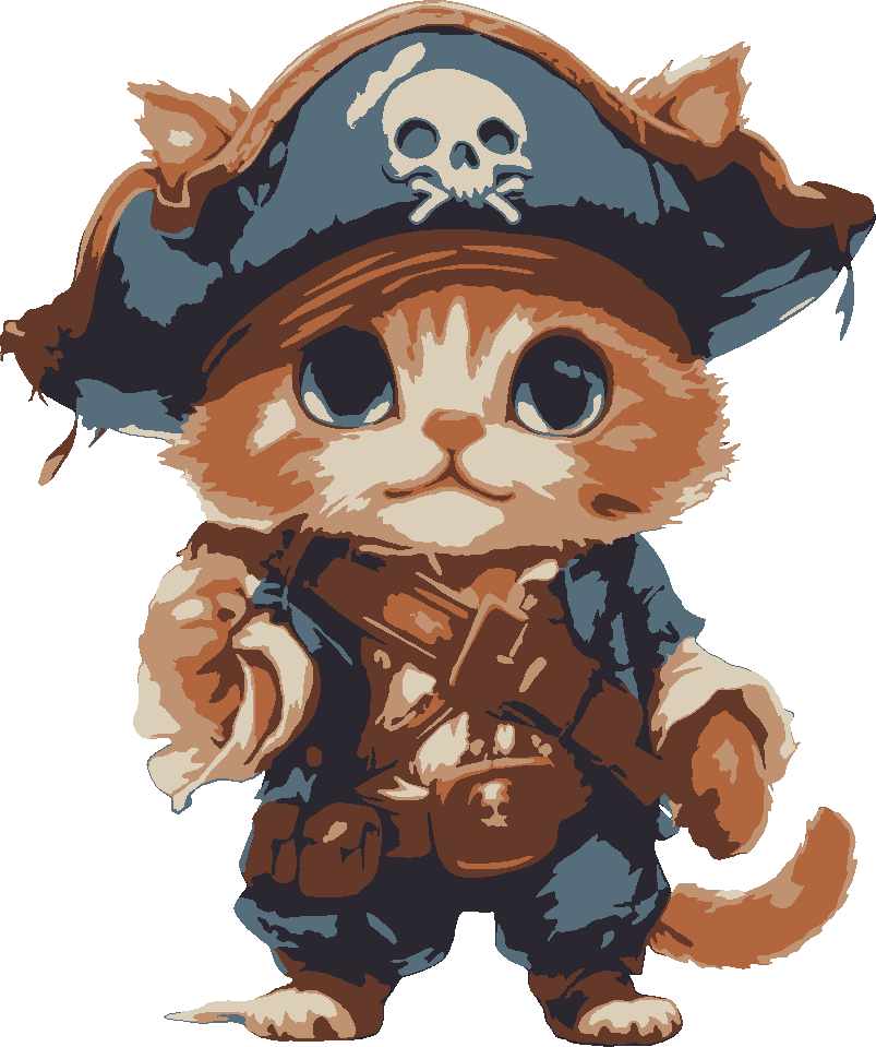 Pirate Cat stencil, painted in 6 colors