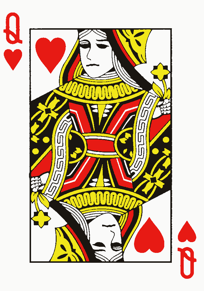 Queen of Hearts Playing Card stencil, painted in 4 colors