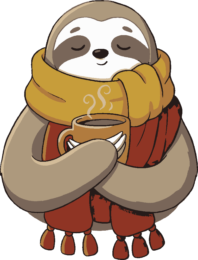 Sloth in a Scarf stencil, painted in 8 colors