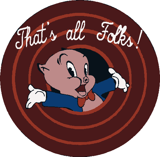 That's All Folks stencil, painted in 6 colors
