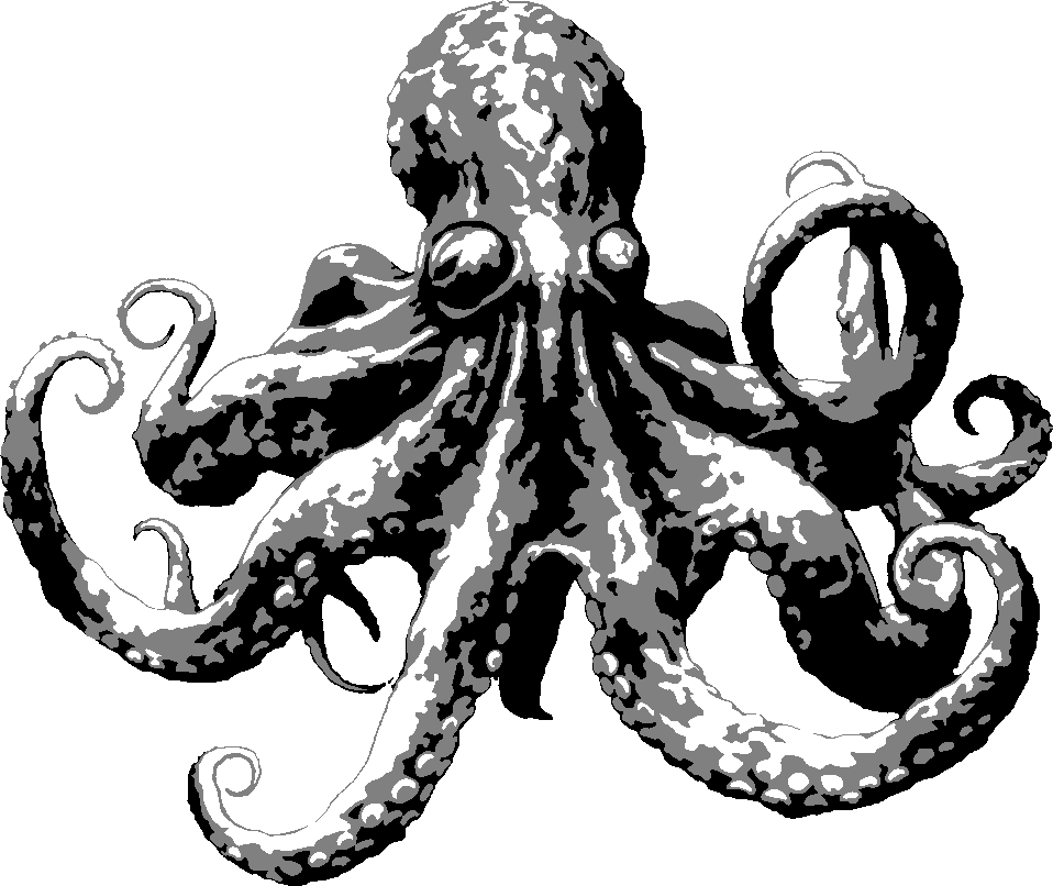 Kraken stencil, painted in 3 grays