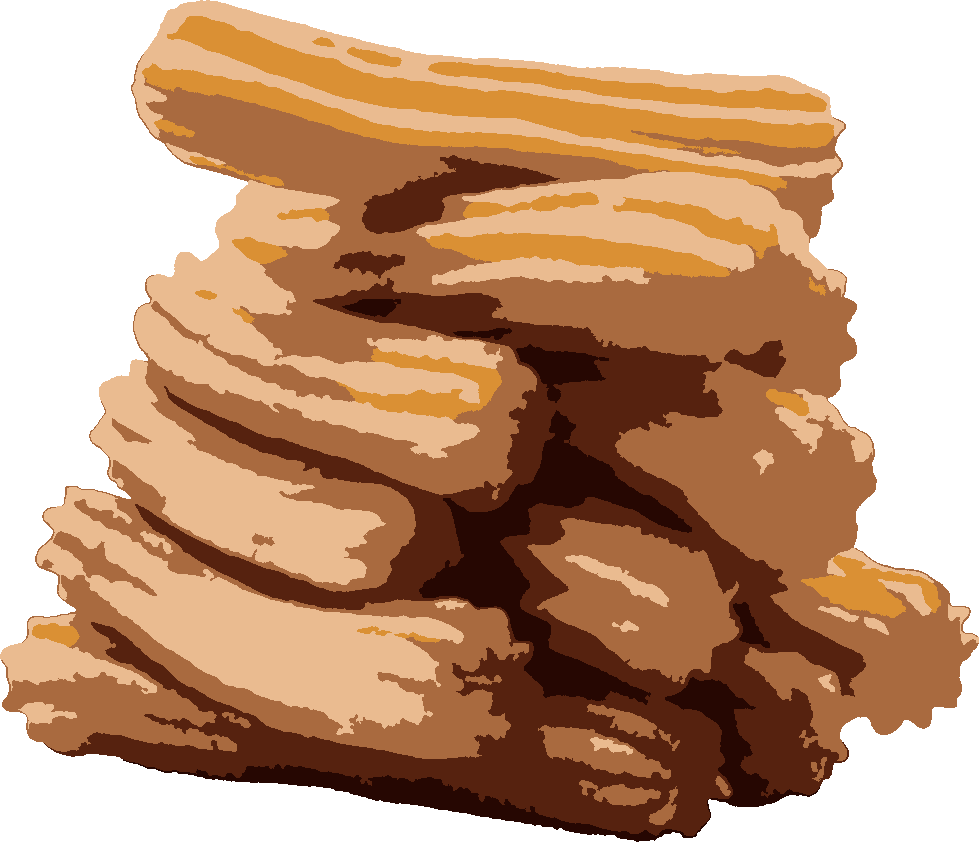 Churros stencil, painted in 5 colors