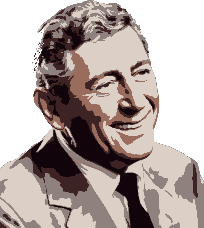 Tony Bennett stencil, painted in 5 colors
