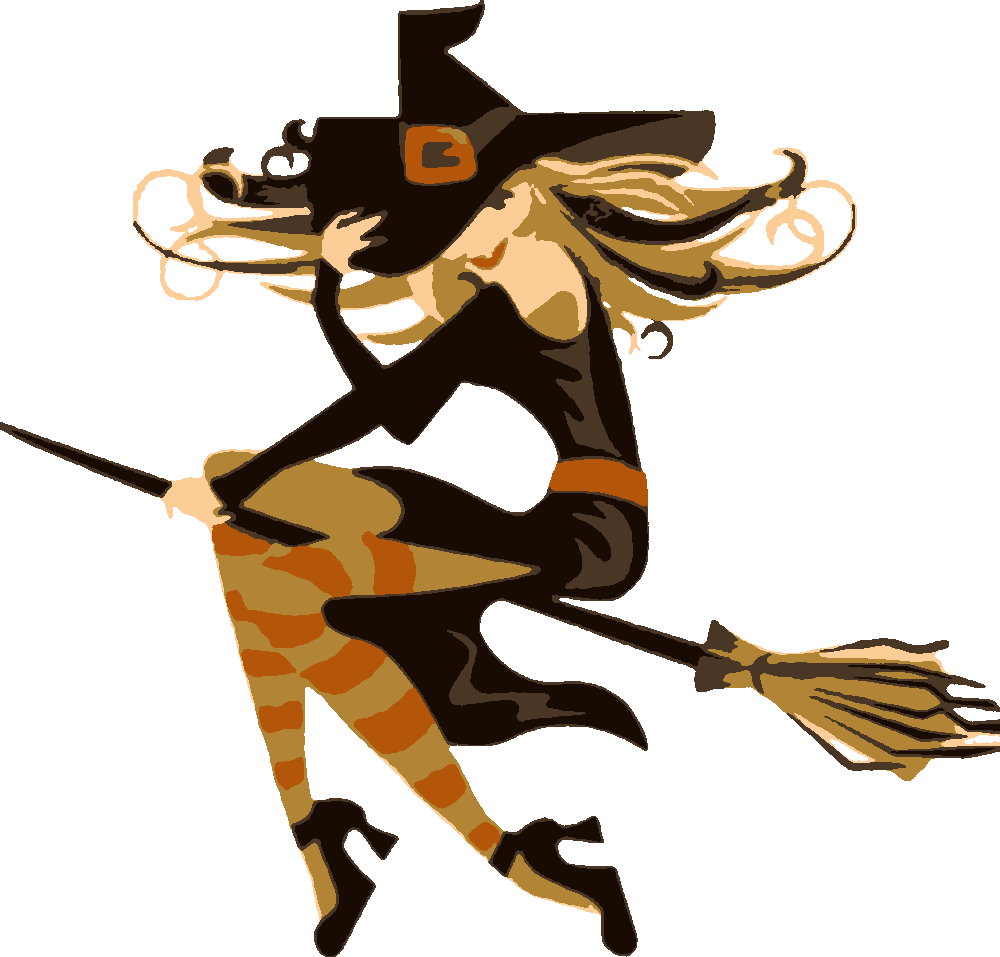 Witch stencil, painted in 5 colors