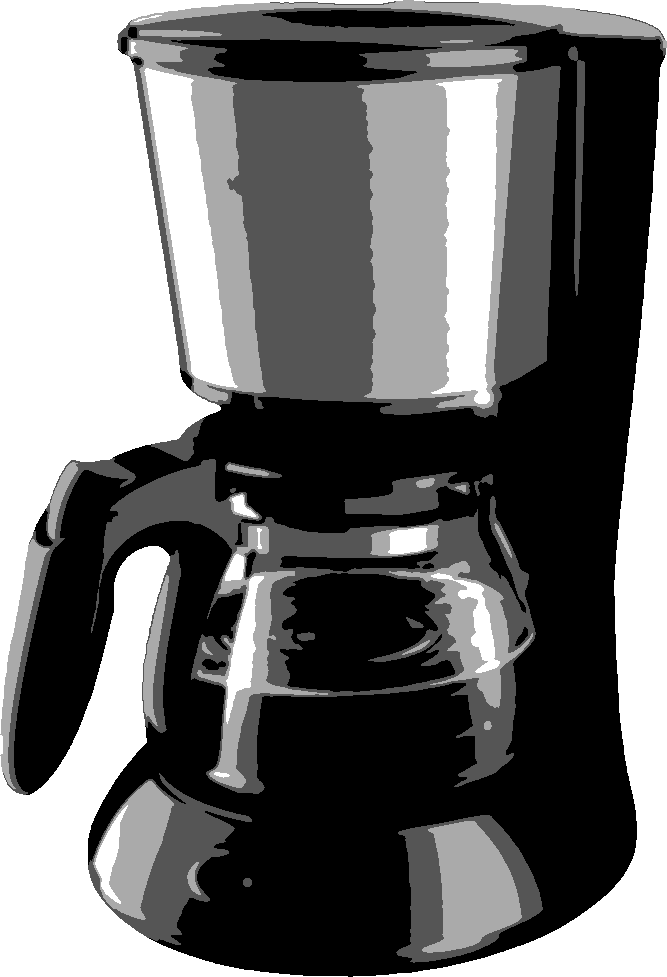 Coffee Maker stencil, painted in 4 grays