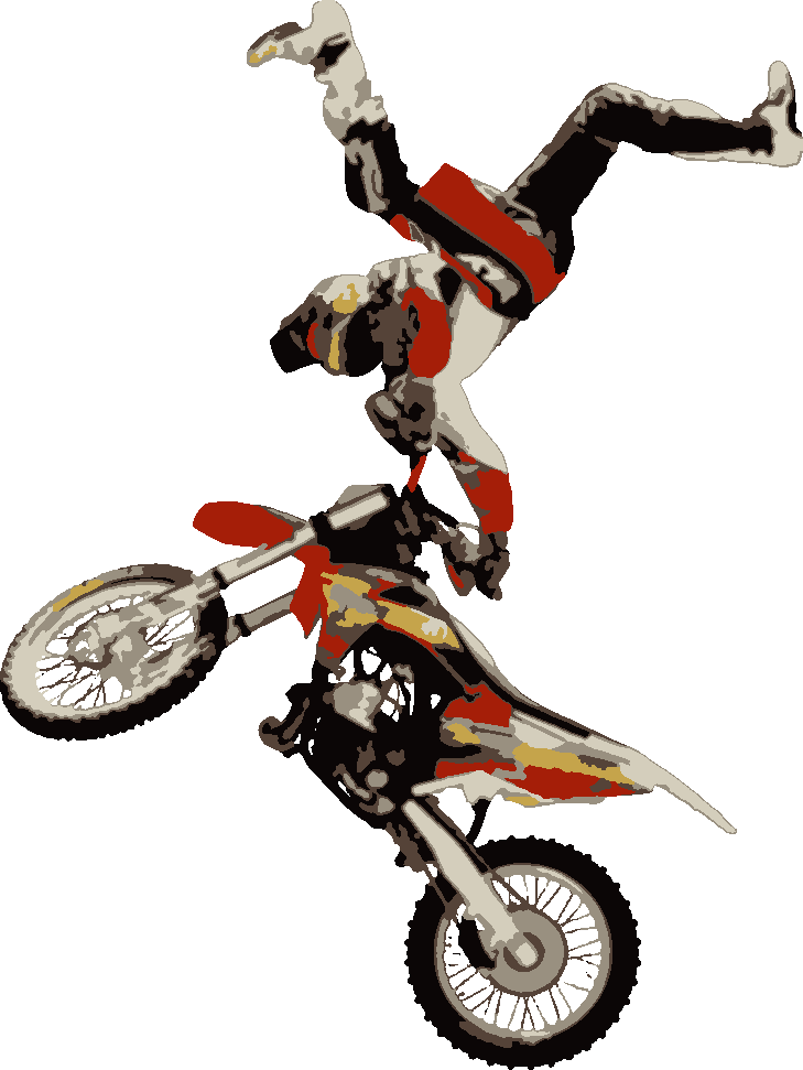 Motocross Trick stencil, painted in 6 colors