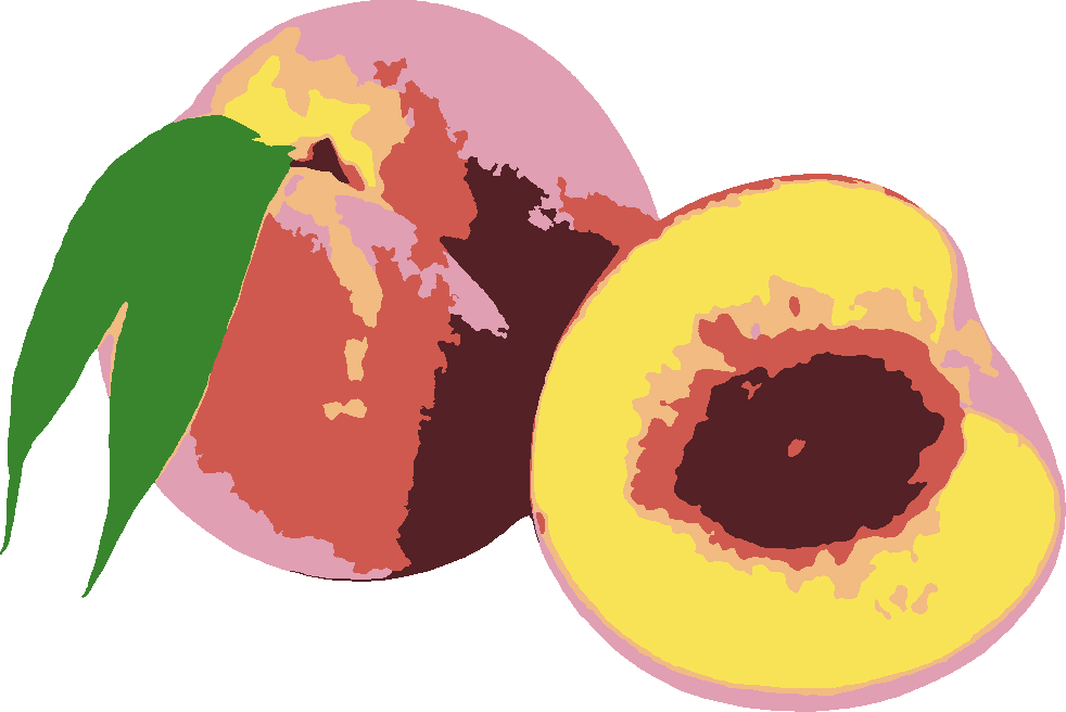 Peaches stencil, painted in 6 colors