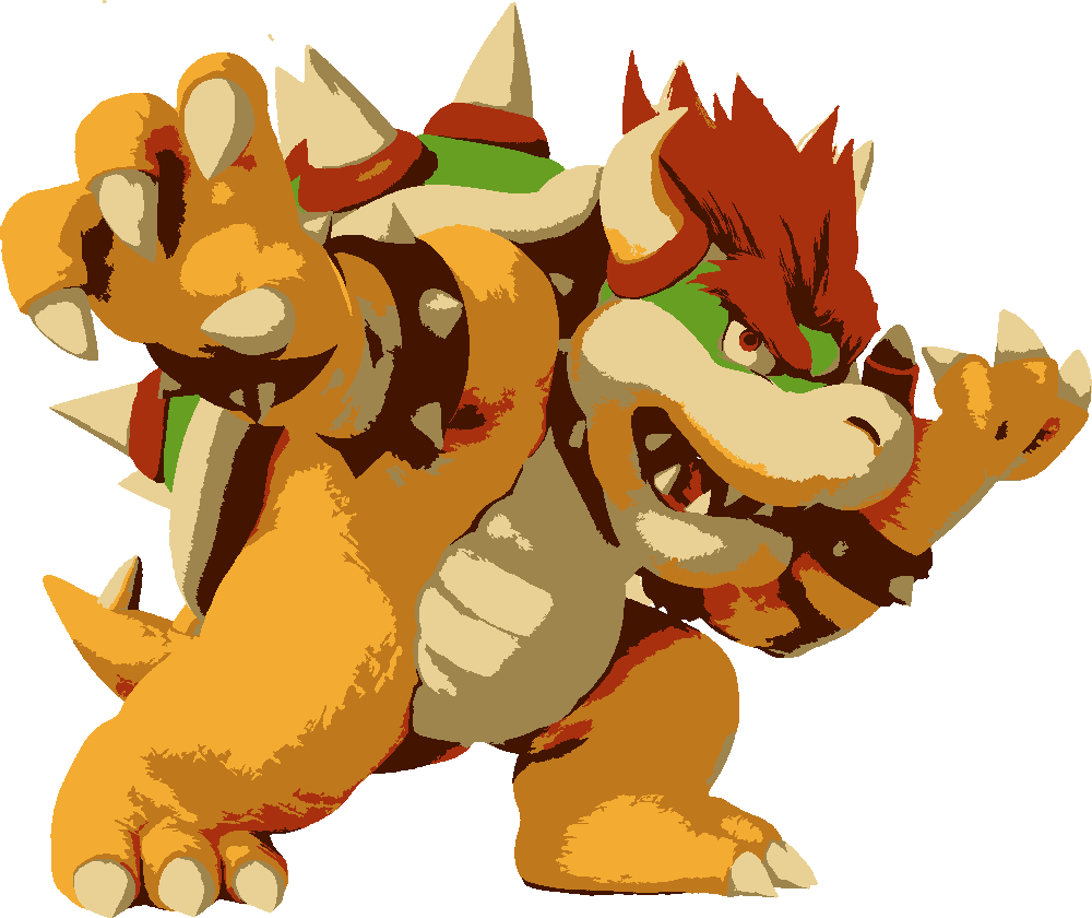 Bowser stencil, painted in 7 colors